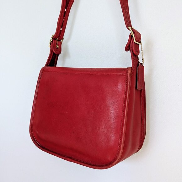 Vintage Coach NYC Small Shoulder Bag 9530 Red Larger Variation - Picture 6 of 16